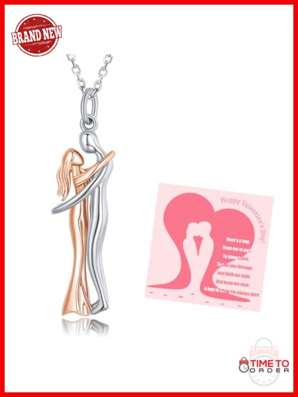 925 Sterling Silver Hug Necklace Women Couple Hugging Pendant Jewelry